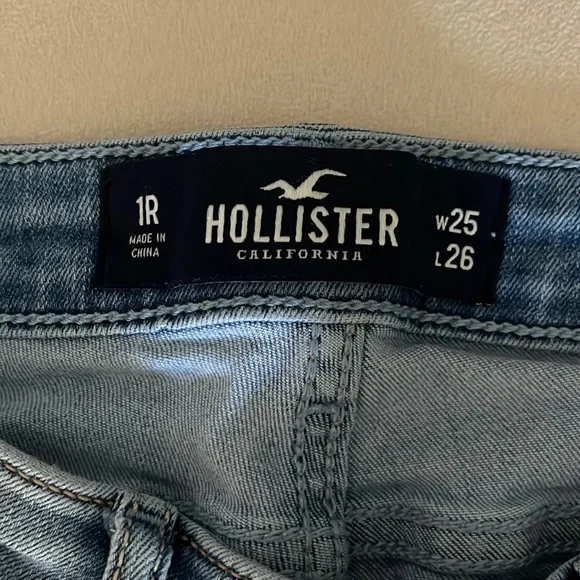 Hollister denim blue jeans low rise super skinny cropped distressed (1 juniors) - Picture 5 of 8